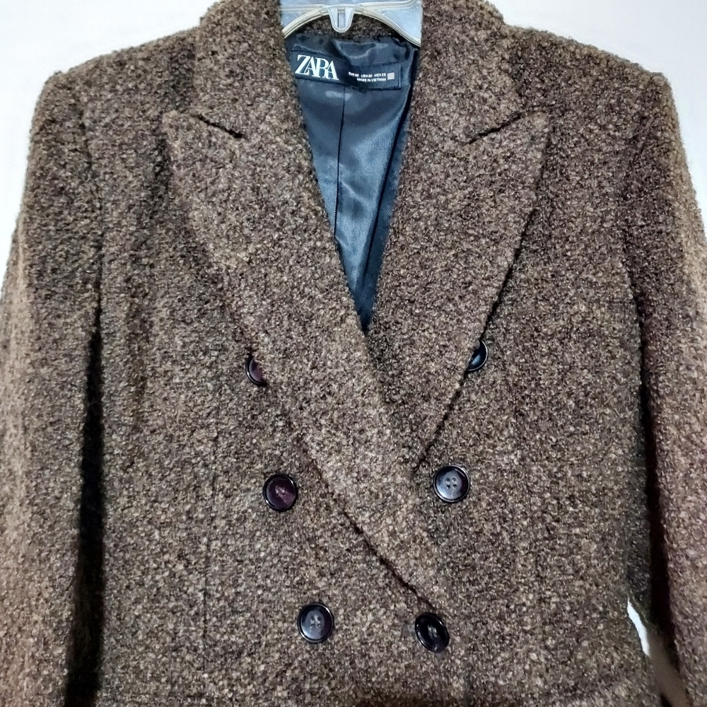 Zara Long Buttoned Bougle Double Breasted Blazer Coat SZ- Medium - Picture 8 of 8